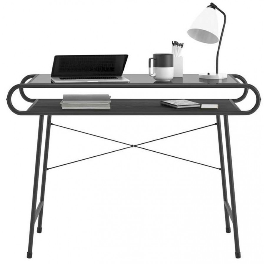 Metro Black Glass Top Home Desk 